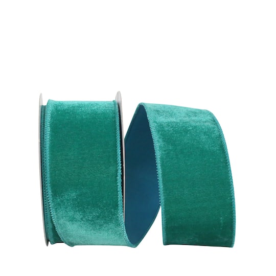 JAM Paper 2.5&#x22; x 10yd. Regal Emerald Wired Plush Velvet Ribbon
